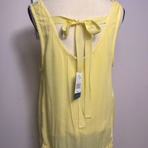 Democracy large yellow embroidery ruffle back tie